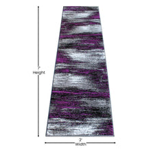 Load image into Gallery viewer, 2' x 7' Purple Abstract Area Rug - Olefin Rug
