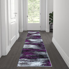 Load image into Gallery viewer, 2' x 7' Purple Abstract Area Rug - Olefin Rug
