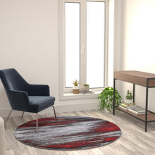 Load image into Gallery viewer, 5' x 5' Round Red Abstract Area Rug - Olefin Rugs
