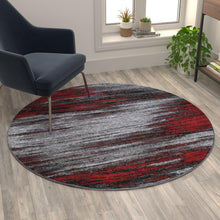 Load image into Gallery viewer, 5' x 5' Round Red Abstract Area Rug - Olefin Rugs
