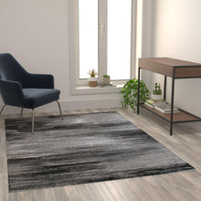 Load image into Gallery viewer, 5' x 7' Gray Scraped Design Area Rug - Olefin Rug with Jute Backing

