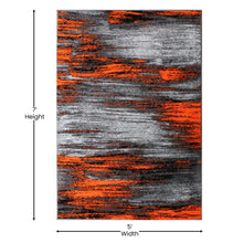 Load image into Gallery viewer, 5' x 7' Orange Scraped Design Area Rug - Olefin Rug with Jute Backing

