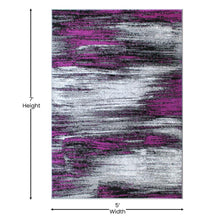 Load image into Gallery viewer, 5' x 7' Purple Scraped Design Area Rug - Olefin Rug with Jute Backing
