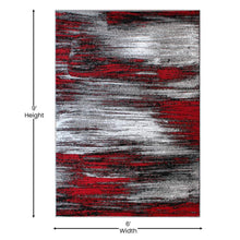 Load image into Gallery viewer, 6' x 9' Red Scraped Design Area Rug - Olefin Rug with Jute Backing
