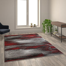 Load image into Gallery viewer, 6' x 9' Red Scraped Design Area Rug - Olefin Rug with Jute Backing
