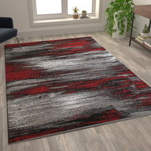 Load image into Gallery viewer, 6' x 9' Red Scraped Design Area Rug - Olefin Rug with Jute Backing
