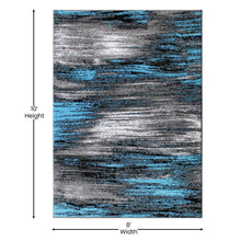 Load image into Gallery viewer, 8' x 10' Blue Scraped Design Area Rug - Olefin Rug with Jute Backing
