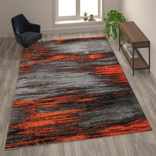 Load image into Gallery viewer, 8' x 10' Orange Scraped Design Area Rug - Olefin Rug with Jute Backing
