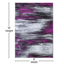 Load image into Gallery viewer, 8' x 10' Purple Scraped Design Area Rug - Olefin Rug with Jute Backing
