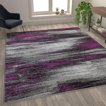 Load image into Gallery viewer, 8' x 10' Purple Scraped Design Area Rug - Olefin Rug with Jute Backing
