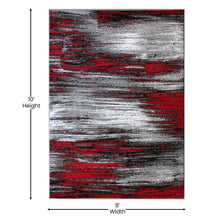 Load image into Gallery viewer, 8' x 10' Red Scraped Design Area Rug - Olefin Rug with Jute Backing

