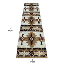 Load image into Gallery viewer, 2' x 7' Ivory Traditional Southwestern Area Rug - Olefin Fibers
