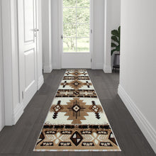 Load image into Gallery viewer, 2' x 7' Ivory Traditional Southwestern Area Rug - Olefin Fibers
