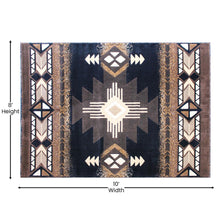 Load image into Gallery viewer, 8' x 10' Black Traditional Southwestern Area Rug - Olefin Fibers
