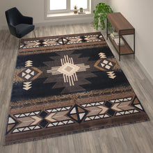 Load image into Gallery viewer, 8' x 10' Black Traditional Southwestern Area Rug - Olefin Fibers
