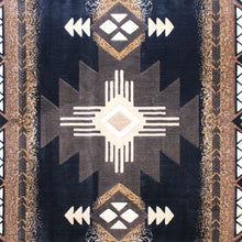 Load image into Gallery viewer, 8' x 10' Black Traditional Southwestern Area Rug - Olefin Fibers

