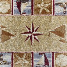 Load image into Gallery viewer, Plush 2' x 3' Beige Nautical Area Rug for Indoor Use
