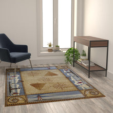 Load image into Gallery viewer, Sovalye Collection Beige Nautical Themed 5' x 7' Area Rug with Jute Backing for Living Room, Bedroom, Entryway
