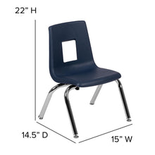 Load image into Gallery viewer, Advantage Navy Student Stack School Chair - 12-inch
