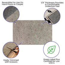 Load image into Gallery viewer, Slide-Stop Cushion Rug Pad, 1/4" Thick, for 5'x8' Area Rug, Gray

