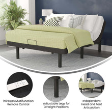Load image into Gallery viewer, Adjustable Upholstered Bed Base &amp; Independent Head/Foot Incline-Queen - Black
