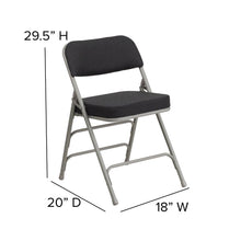 Load image into Gallery viewer, HERCULES Series Premium Curved Triple Braced &amp; Double Hinged Black Pin-Dot Fabric Metal Folding Chair
