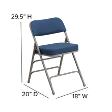 Load image into Gallery viewer, HERCULES Series Premium Curved Triple Braced &amp; Double Hinged - Navy Fabric Metal Folding Chair
