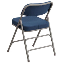 Load image into Gallery viewer, HERCULES Series Premium Curved Triple Braced &amp; Double Hinged - Navy Fabric Metal Folding Chair
