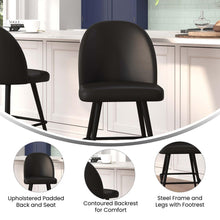 Load image into Gallery viewer, Set of 2 High Back Armless 26" Counter Stools Black LeatherSoft-Set of 2
