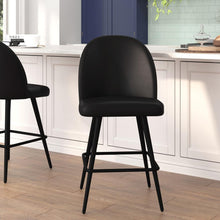 Load image into Gallery viewer, Set of 2 High Back Armless 26" Counter Stools Black LeatherSoft-Set of 2

