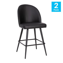 Load image into Gallery viewer, Set of 2 High Back Armless 26" Counter Stools Black LeatherSoft-Set of 2
