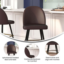 Load image into Gallery viewer, Set of 2 High Back Armless 26" Counter Stools Brown LeatherSoft-Set of 2
