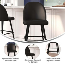 Load image into Gallery viewer, 30" High Back Armless Barstools, Black LeatherSoft-Set of 2
