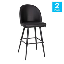 Load image into Gallery viewer, 30" High Back Armless Barstools, Black LeatherSoft-Set of 2
