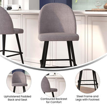 Load image into Gallery viewer, 30" High Back Armless Barstools, Gray Faux Linen-Set of 2
