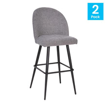 Load image into Gallery viewer, 30" High Back Armless Barstools, Gray Faux Linen-Set of 2

