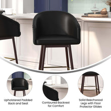 Load image into Gallery viewer, 26" Mid-Back Counter Stool withBlack LeatherSoft/Bronze Accents
