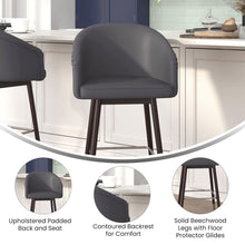 Load image into Gallery viewer, 26" Mid-Back Counter Stool withGray LeatherSoft/Silver Accents
