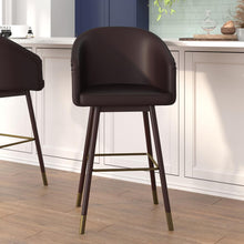 Load image into Gallery viewer, 30" Mid-Back Barstoo, Brown with Muted Bronze Accents
