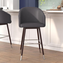 Load image into Gallery viewer, 30" Mid-Back Barstoo, Gray LeatherSoft/Silver Accents

