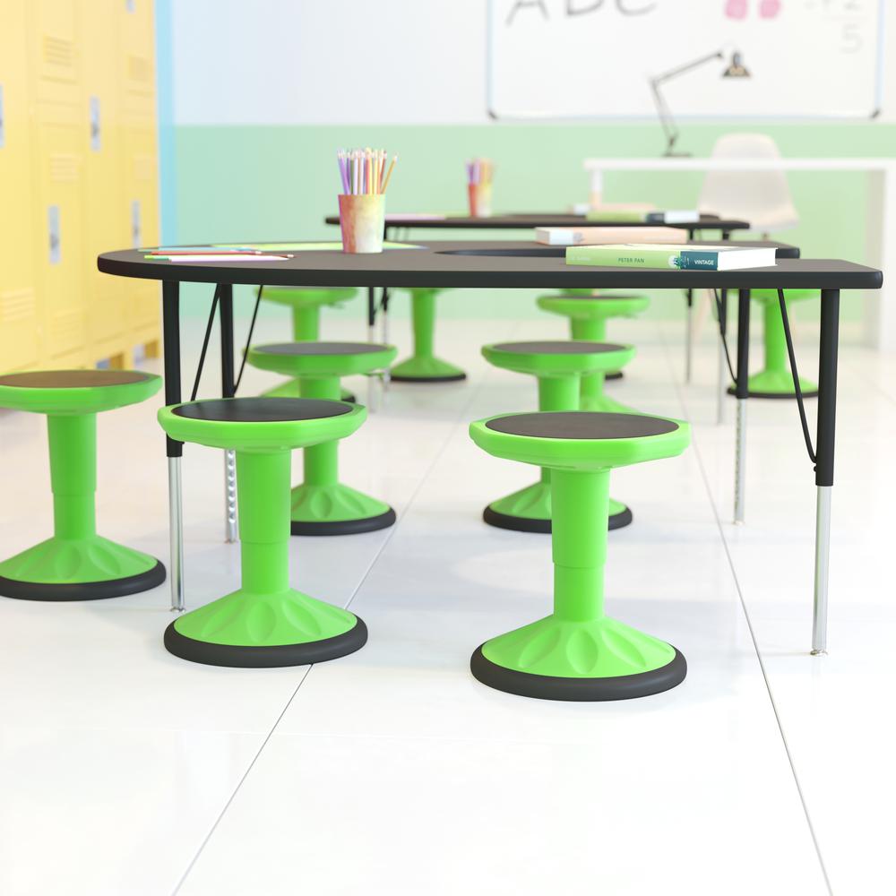 Adjustable Height Kids Active Stool with Bottom in Green, 14