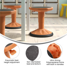 Load image into Gallery viewer, Adjustable Height Kids Active Stool with Bottom in Orange, 14" - 18" Seat Height
