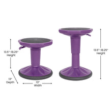Load image into Gallery viewer, Adjustable Height Kids Active Stool with Bottom in Purple, 14" - 18" Seat Height
