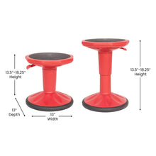 Load image into Gallery viewer, Adjustable Height Kids Active Stool with Bottom in Red, 14" - 18" Seat Height
