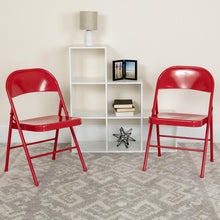Load image into Gallery viewer, HERCULES Series Double Braced Red Metal Folding Chair
