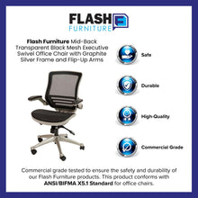 Load image into Gallery viewer, Mid-Back Black Mesh Executive Swivel Office Chair with Graphite Silver Frame
