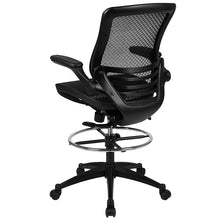 Load image into Gallery viewer, Mid-Back Transparent Black Mesh Drafting Chair with Black Frame and Flip-Up Arms
