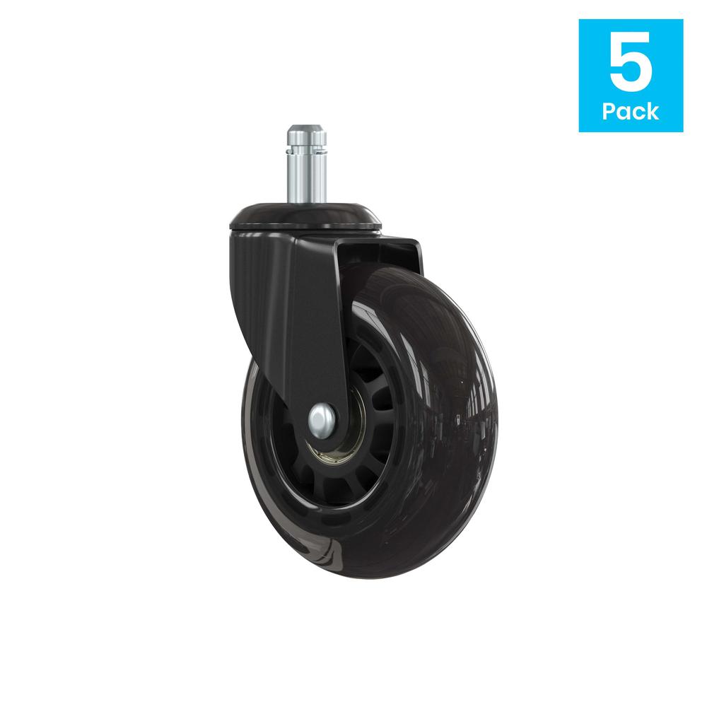 Polyurethane Replacement Rolling Wheels for Gaming and Office Chairs - Set of 5