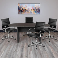 Load image into Gallery viewer, 5 Piece Rustic Gray Conference Table Set with 4 Black Ribbed Executive Chairs
