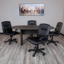 Load image into Gallery viewer, 5 Piece Gray Conference Table Set with 4 Black LeatherSoft-Padded Task Chairs
